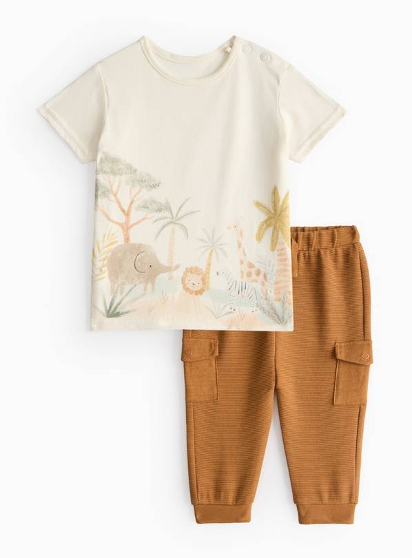 Safari Animal Top & Cargo Leggings Set 9-12 months